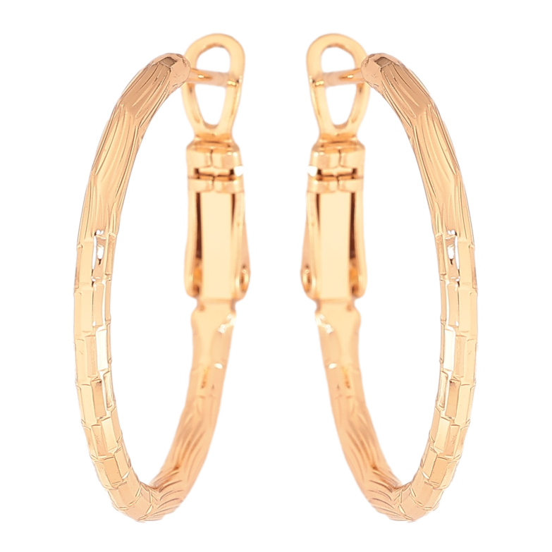 Серьги Xuping цвет Позолота 18K кольца (конго) "Декоративный узор" ø 2.5см фото №1