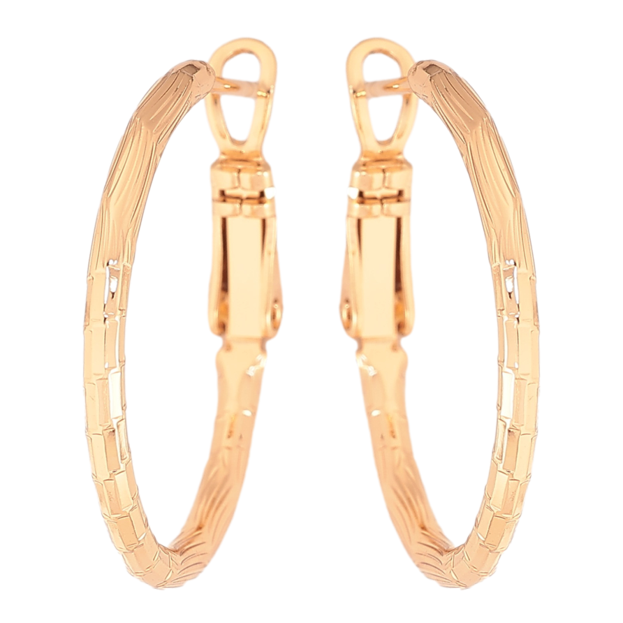 Сережки Xuping колір Позолота 18K кільця (конго) "Декоративний візерунок" ø 2.5см фото №1