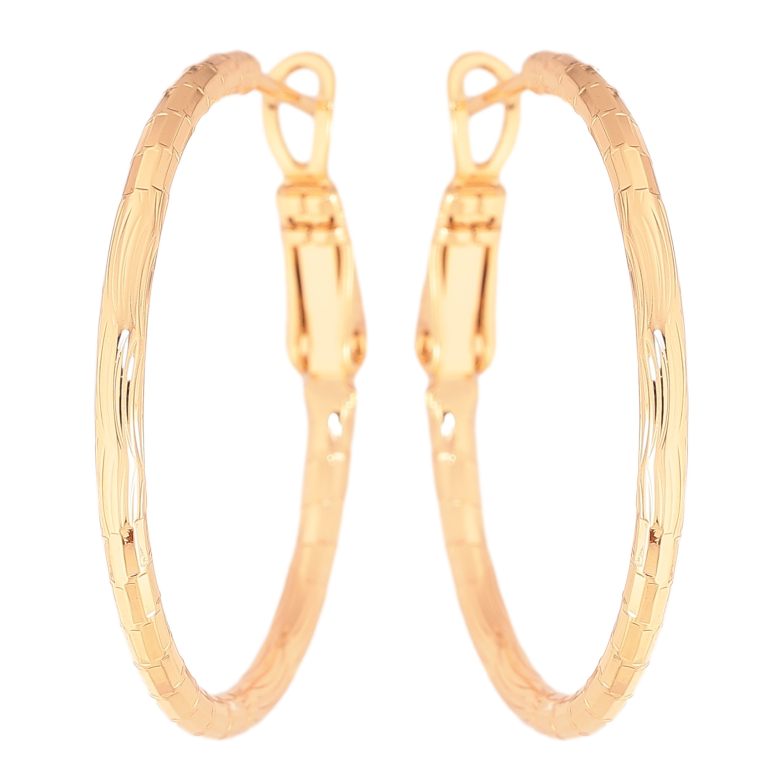 Сережки Xuping колір Позолота 18K кільця (конго) "Декоративний візерунок" ø 3см фото №1