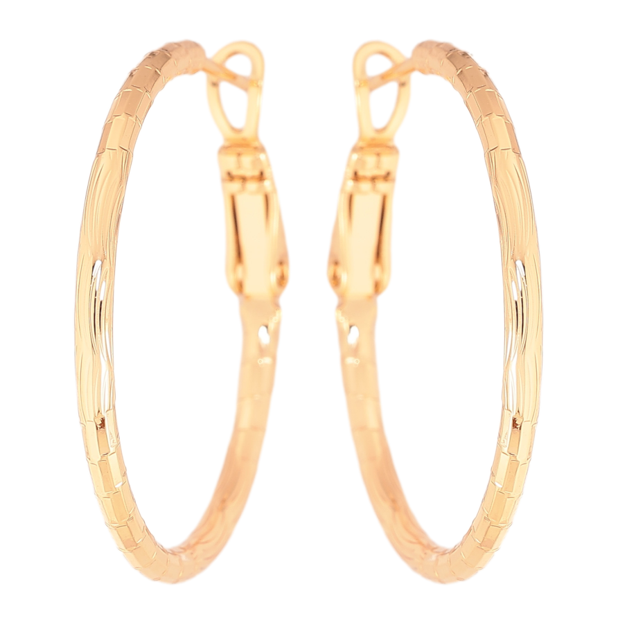 Серьги Xuping цвет Позолота 18K кольца (конго) "Декоративный узор" ø 3см фото №1