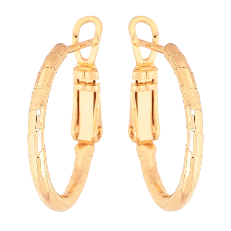 Сережки Xuping колір Позолота 18K кільця (конго) "Декоративний візерунок" ø 2см фото №1