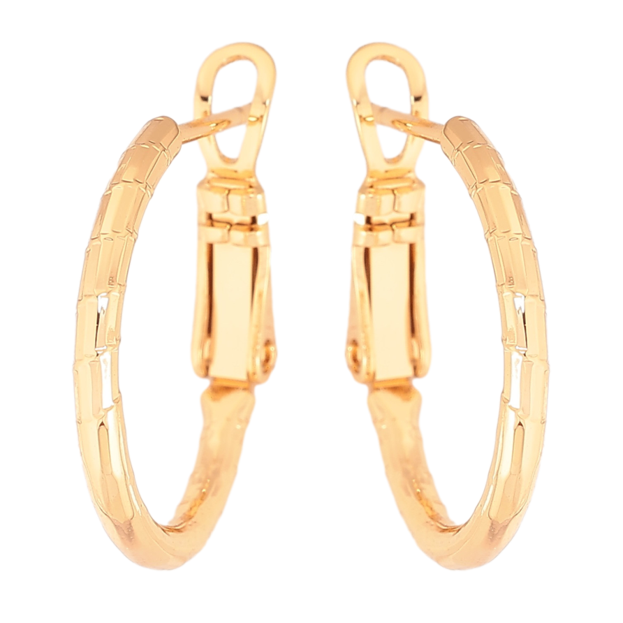 Сережки Xuping колір Позолота 18K кільця (конго) "Декоративний візерунок" ø 2см фото №1