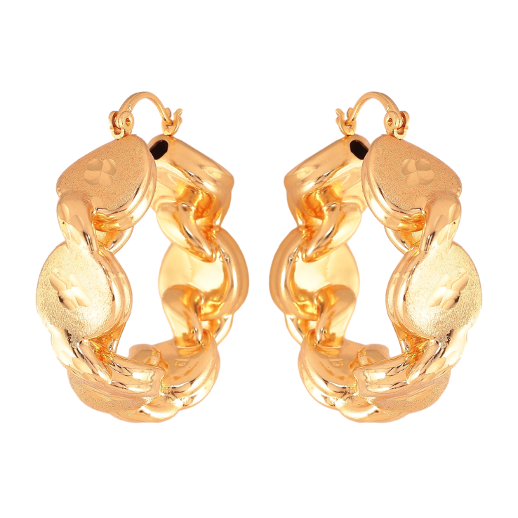 Серьги Xuping цвет Позолота 18K кольца (конго) "Декоративный узор" ø 3,4см фото №9 Серьги Xuping цвет Позолота 18K кольца (конго) "Декоративный узор" ø 3,4см фото №9