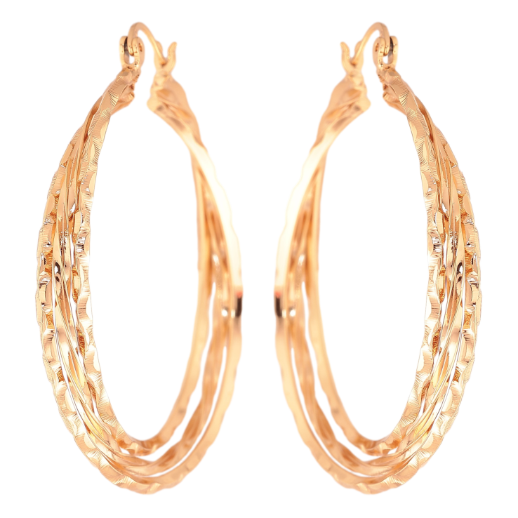 Сережки Xuping колір Позолота 18K кільця (конго) "Декоративний візерунок" ø 4.5см фото №24