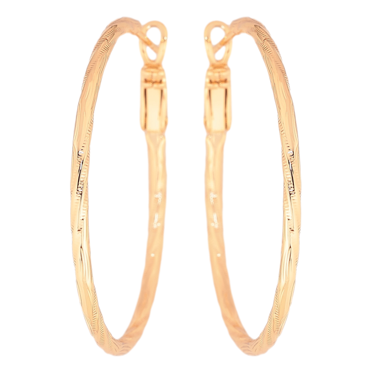 Сережки Xuping колір Позолота 18K кільця (конго) "Декоративний візерунок" ø 4см фото №2