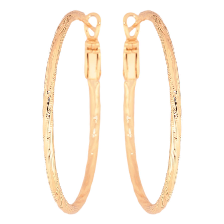 Сережки Xuping колір Позолота 18K кільця (конго) "Декоративний візерунок" ø 4см фото №1