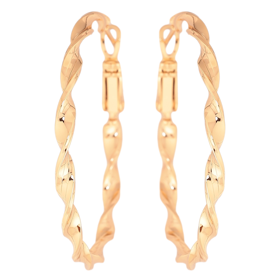 Серьги Xuping цвет Позолота 18K кольца (конго) "Декоративный узор" ø 4см фото №1