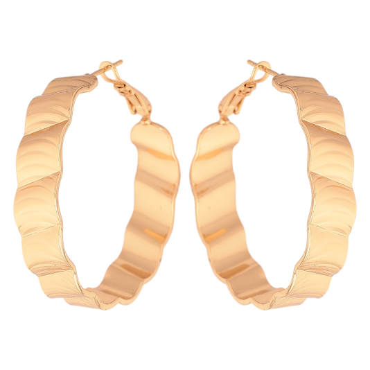 Серьги Xuping цвет Позолота 18K кольца (конго) "Декоративный узор" ø 4см фото №1