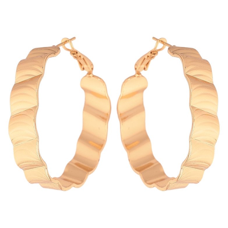 Серьги Xuping цвет Позолота 18K кольца (конго) "Декоративный узор" ø 4см фото №1