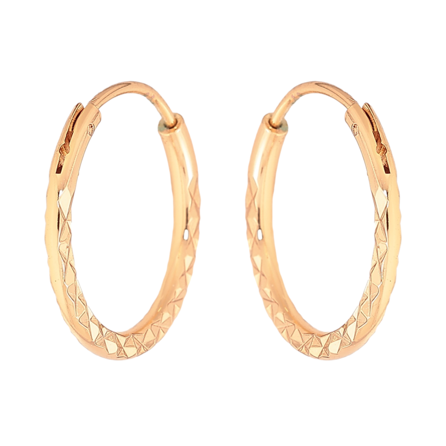 Сережки Xuping колір Позолота 18K кільця (конго) "Декоративний візерунок" ø 2см фото №1