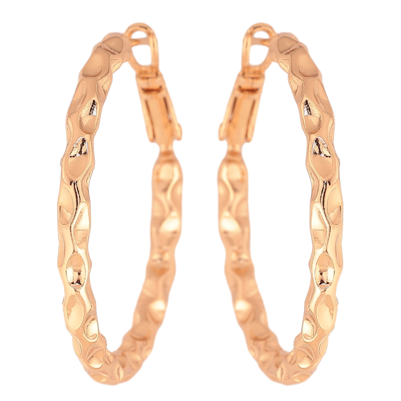 Сережки Xuping колір Позолота 18K кільця (конго) "Декоративний візерунок" ø 3,5см фото №1