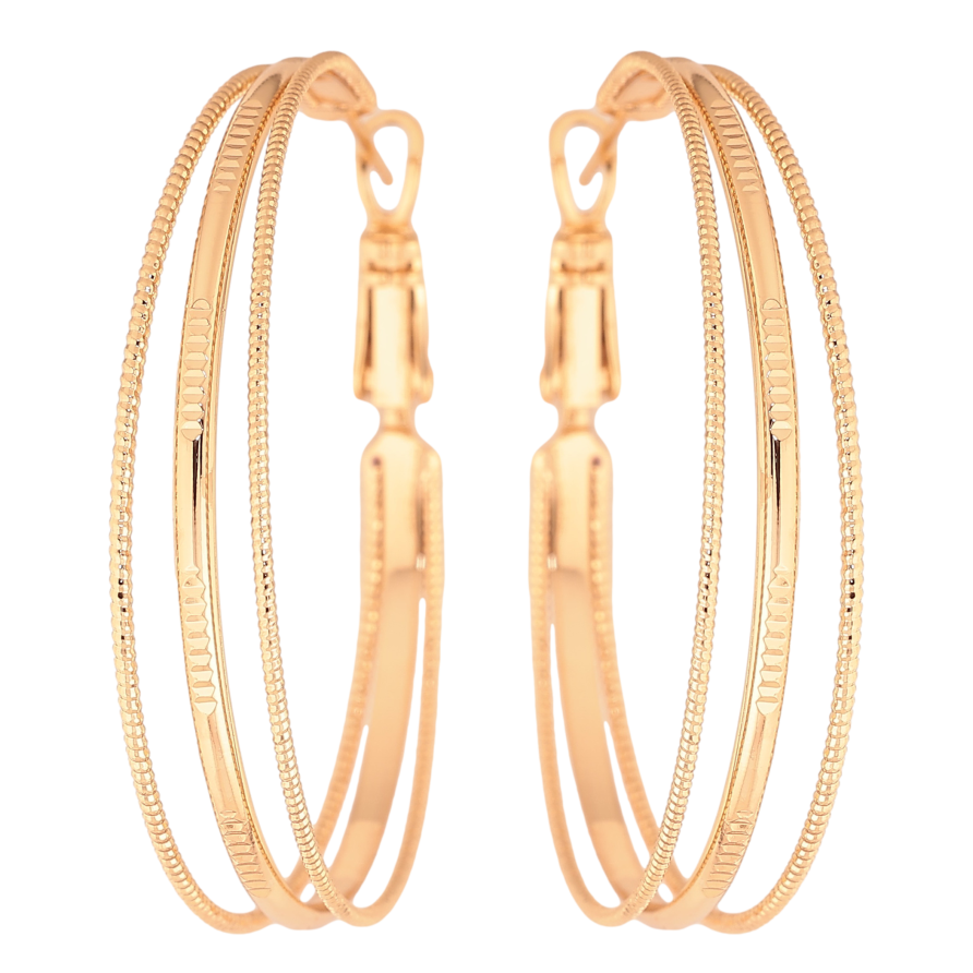 Серьги Xuping цвет Позолота 18K кольца (конго) "Тройные" ø 4см фото №1