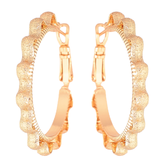 Серьги Xuping цвет Позолота 18K кольца (конго) "Декоративный узор" ø 3,5см фото №1