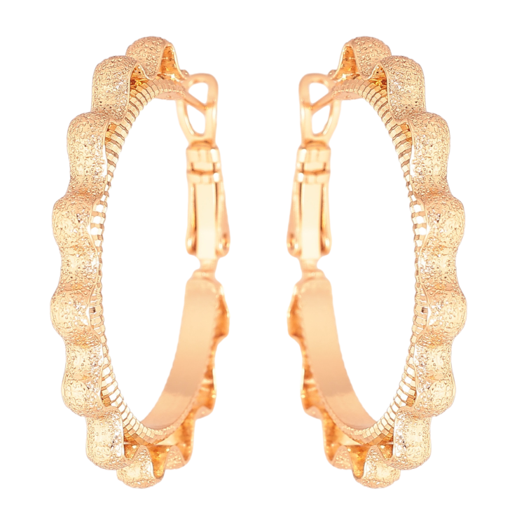 Серьги Xuping цвет Позолота 18K кольца (конго) "Декоративный узор" ø 4см фото №2