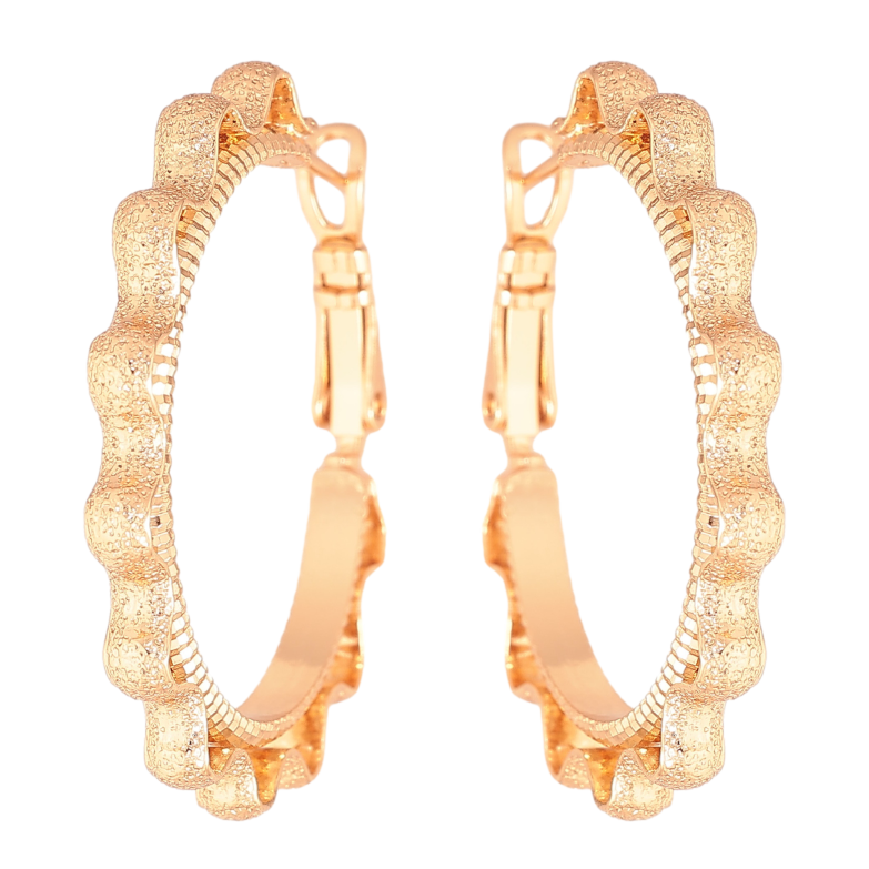 Серьги Xuping цвет Позолота 18K кольца (конго) "Декоративный узор" ø 3,5см фото №1