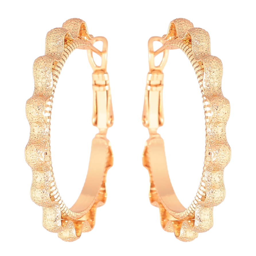 Серьги Xuping цвет Позолота 18K кольца (конго) "Декоративный узор" ø 3,5см фото №1