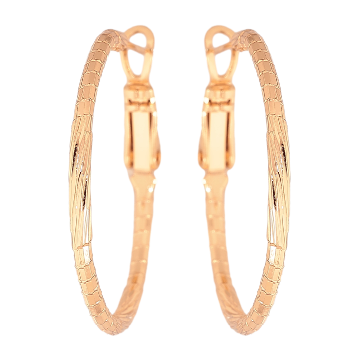 Серьги Xuping цвет Позолота 18K кольца (конго) "Декоративный узор" ø 3см фото №16