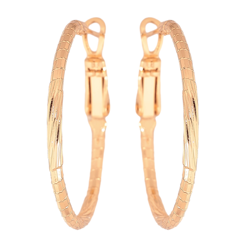 Серьги Xuping цвет Позолота 18K кольца (конго) "Декоративный узор" ø 3см фото №1