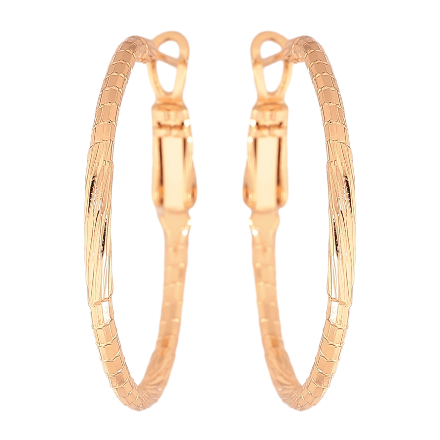 Сережки Xuping колір Позолота 18K кільця (конго) "Декоративний візерунок" ø 3см фото №1