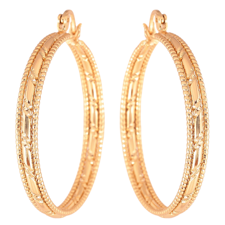 Серьги Xuping цвет Позолота 18K кольца (конго) "Декоративный узор" ø 4см фото №17