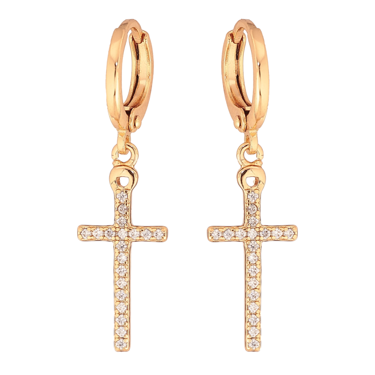 Сережки Xuping колір Позолота 18K підвіски на колечках "Хрестики" фото №12
