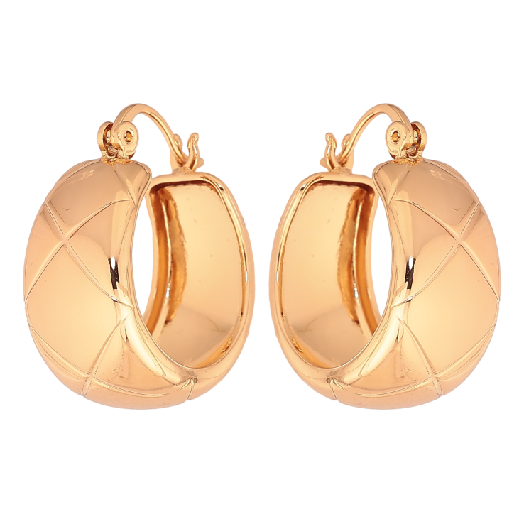 Сережки Xuping колір Позолота 18K кільця (конго) "Широкі кільця з візерунком" ø 2см фото №10