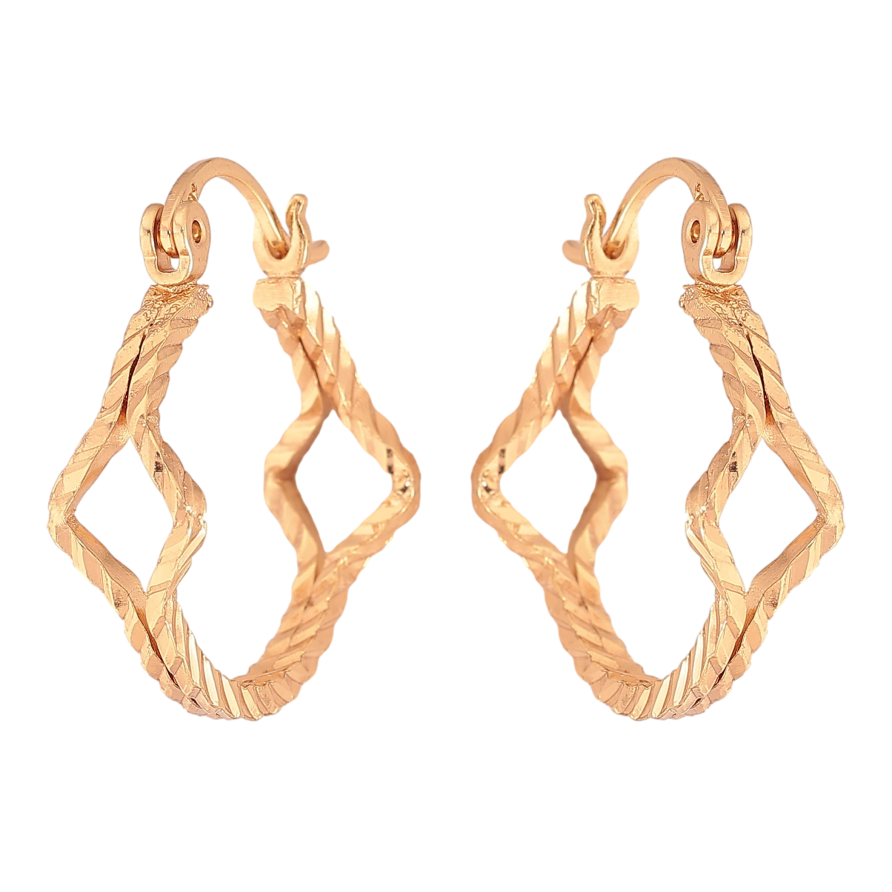 Серьги Xuping цвет Позолота 18K замок-булавка "Декоративный узор" ø 2см фото №1