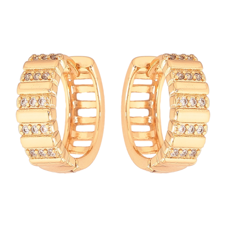 Сережки Xuping колір Позолота 18К кільця "Візерунок з кристалами" фото №10