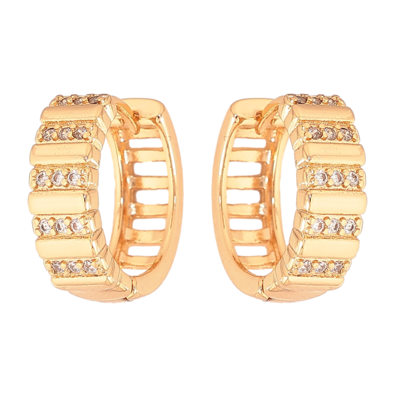 Серьги Xuping цвет Позолота 18К колечки "Узор с кристалпами" фото №1 Серьги Xuping цвет Позолота 18К колечки "Узор с кристалпами" фото №1