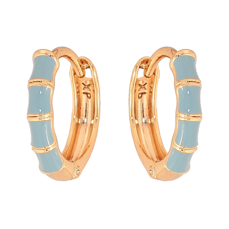 Сережки Xuping колір Позолота 18К кільця "Візерунок з блакитною емаллю" фото №15