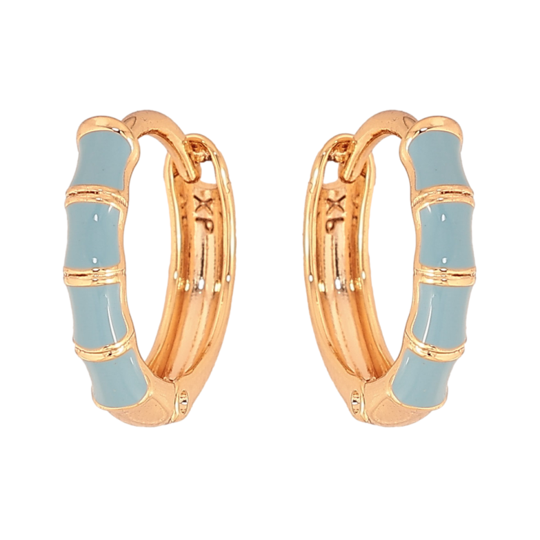 Серьги Xuping цвет Позолота 18К колечки "Узор с голубой эмалью" фото №1 Серьги Xuping цвет Позолота 18К колечки "Узор с голубой эмалью" фото №1