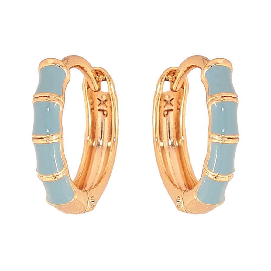 Серьги Xuping цвет Позолота 18К колечки "Узор с голубой эмалью" фото №1 Серьги Xuping цвет Позолота 18К колечки "Узор с голубой эмалью" фото №1