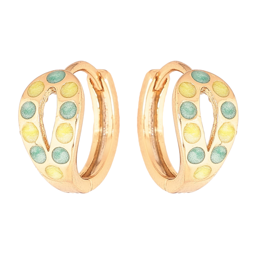 Сережки Xuping колір Позолота 18К колечка "Візерунок з кольоровою емаллю" фото №1 Сережки Xuping колір Позолота 18К колечка "Візерунок з кольоровою емаллю" фото №1