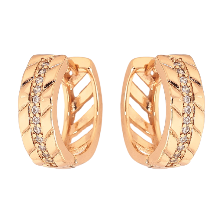 Сережки Xuping колір Позолота 18К кільця "Візерунок з кристалами" фото №13