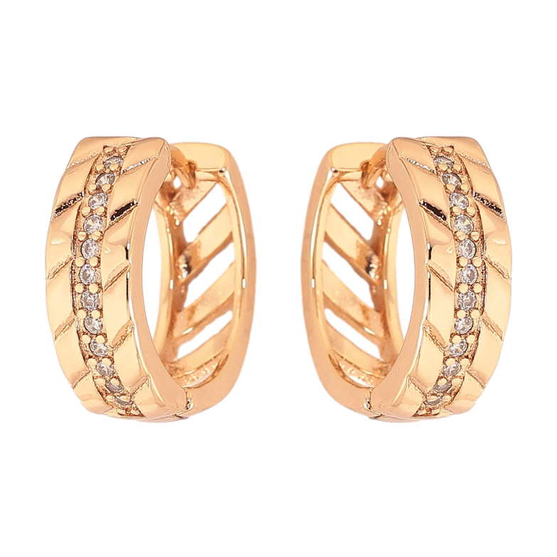 Сережки Xuping колір Позолота 18К кільця "Візерунок з кристалами" фото №1