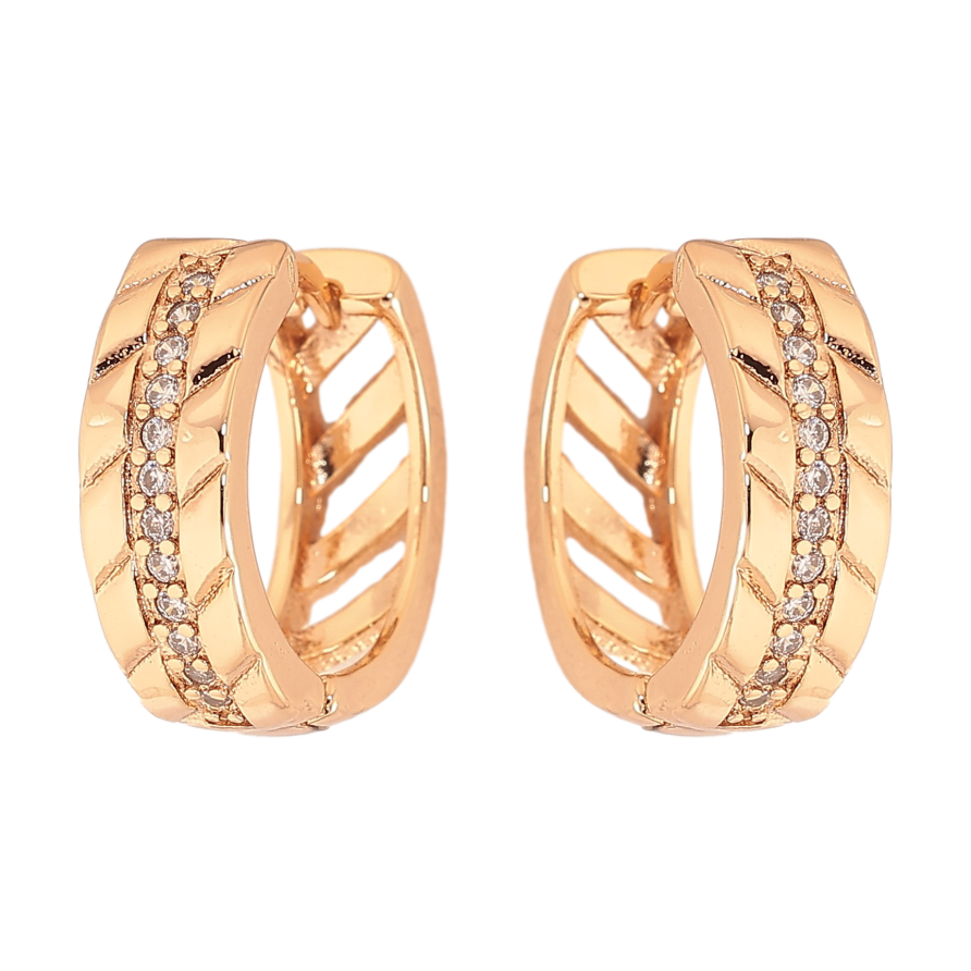 Сережки Xuping колір Позолота 18К кільця "Візерунок з кристалами" фото №1