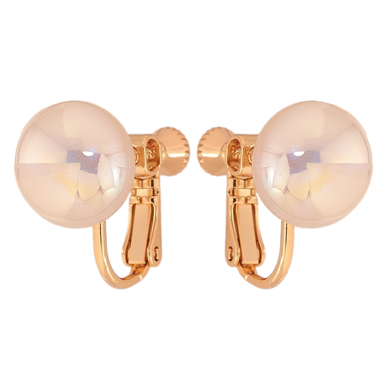 Серьги Xuping цвет Позолота 18К клипсы на закрутках "Перламутровые эллипсоиды" ø 12мм фото №1