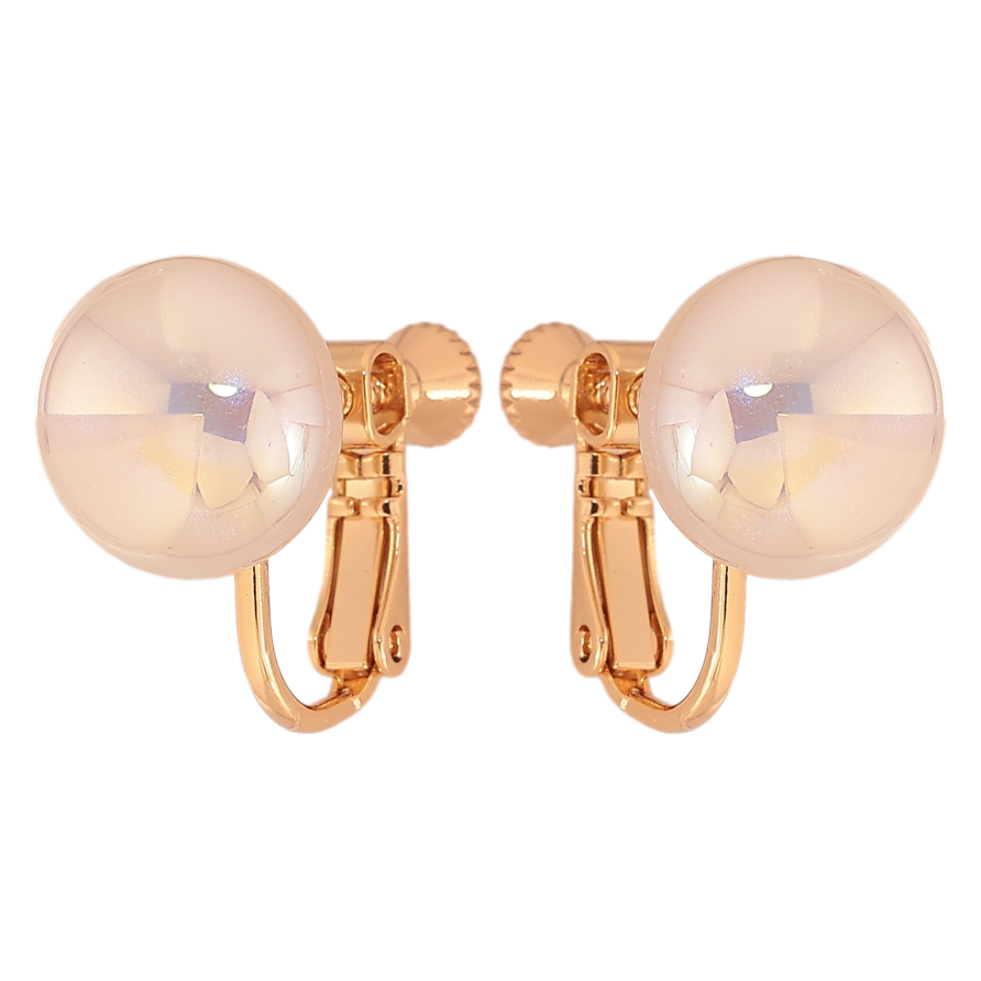 Серьги Xuping цвет Позолота 18К клипсы на закрутках "Перламутровые эллипсоиды" ø 12мм фото №1