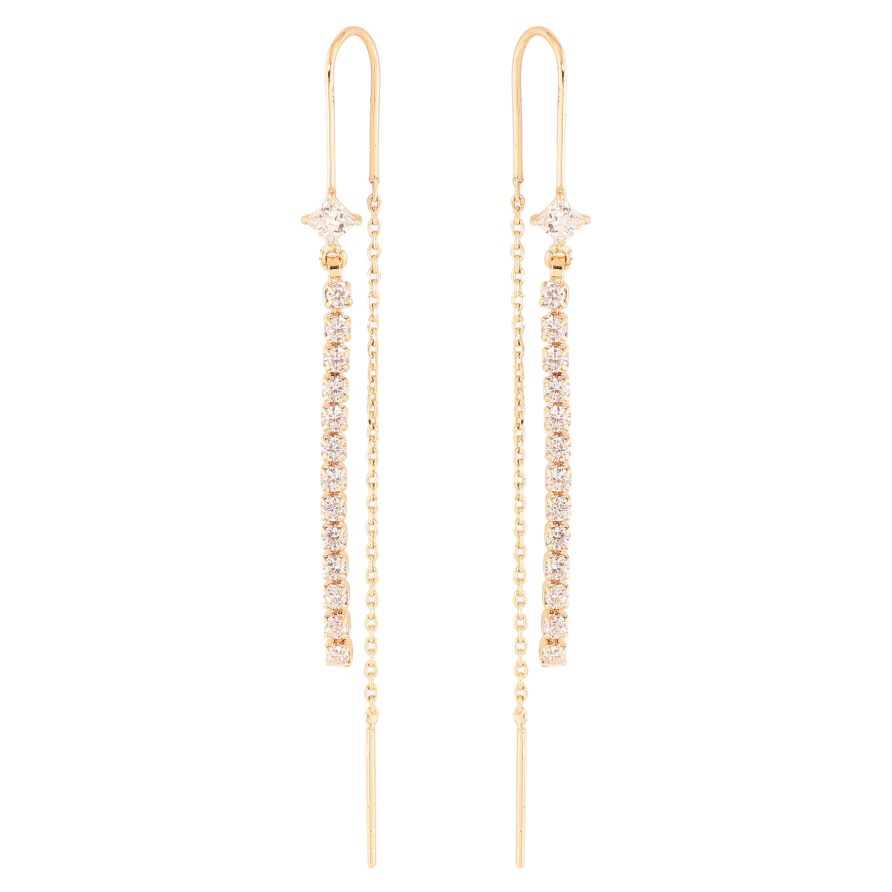 Серьги Xuping цвет Позолота 18K протяжки "Дорожки кристаллов" фото №1 Серьги Xuping цвет Позолота 18K протяжки "Дорожки кристаллов" фото №1