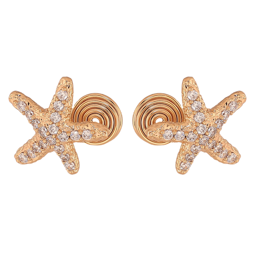 Сережки Xuping колір Позолота 18К кафи "Морські зірки з кристалами" фото №1