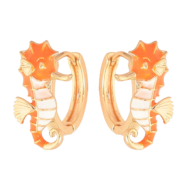 Сережки Xuping колір Позолота 18К колечка "Морський коник" фото №6