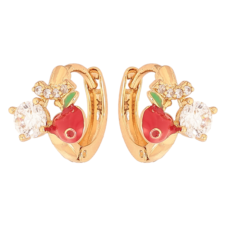 Сережки Xuping колір Позолота 18К колечка "Яблучко з кристалами" фото №4