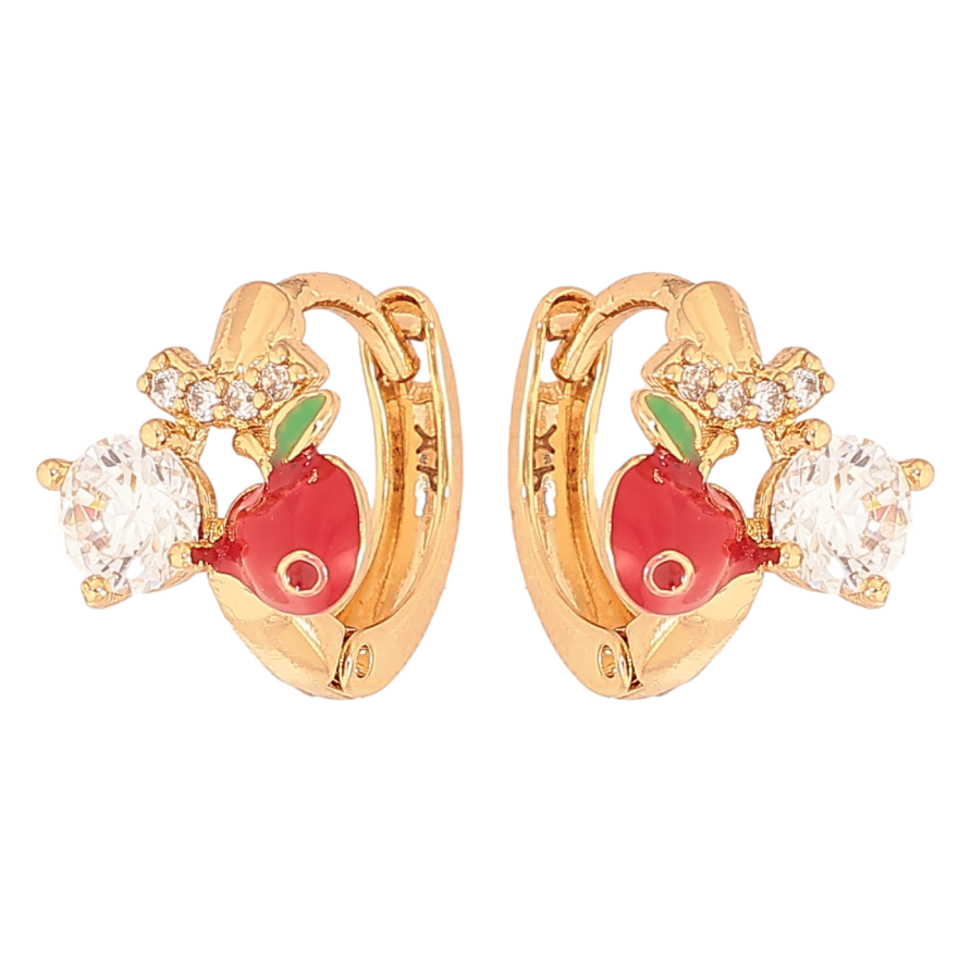 Сережки Xuping колір Позолота 18К колечка "Яблучко з кристалами" фото №1 Сережки Xuping колір Позолота 18К колечка "Яблучко з кристалами" фото №1