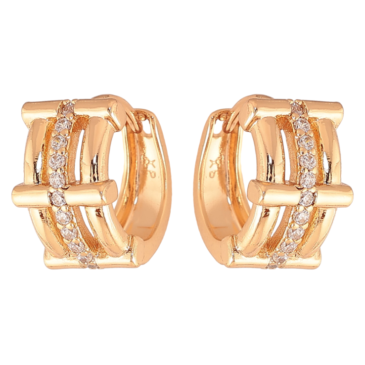 Сережки Xuping колір Позолота 18K колечка "Візерунок з кристалами" фото №25