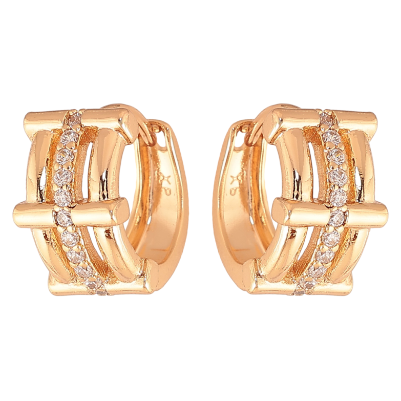 Сережки Xuping колір Позолота 18K колечка "Візерунок з кристалами" фото №1