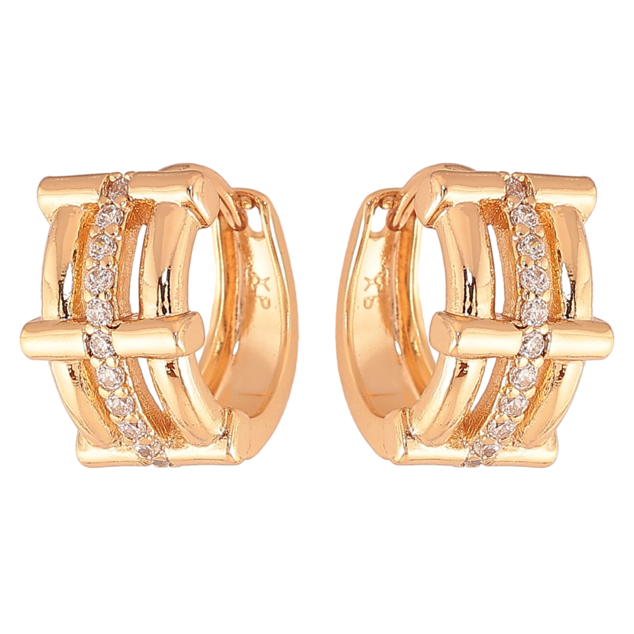 Сережки Xuping колір Позолота 18K колечка "Візерунок з кристалами" фото №1