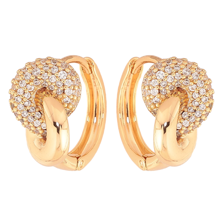 Сережки Xuping колір Позолота 18K колечка "Візерунок з кристалами" фото №12 Сережки Xuping колір Позолота 18K колечка "Візерунок з кристалами" фото №12