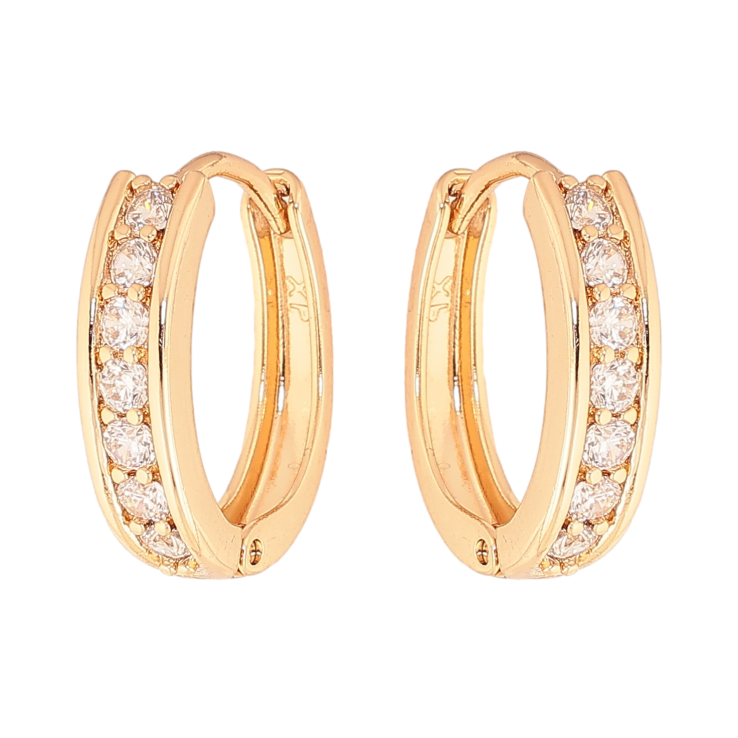 Серьги Xuping цвет Позолота 18K колечки "Дорожки кристаллов" фото №18