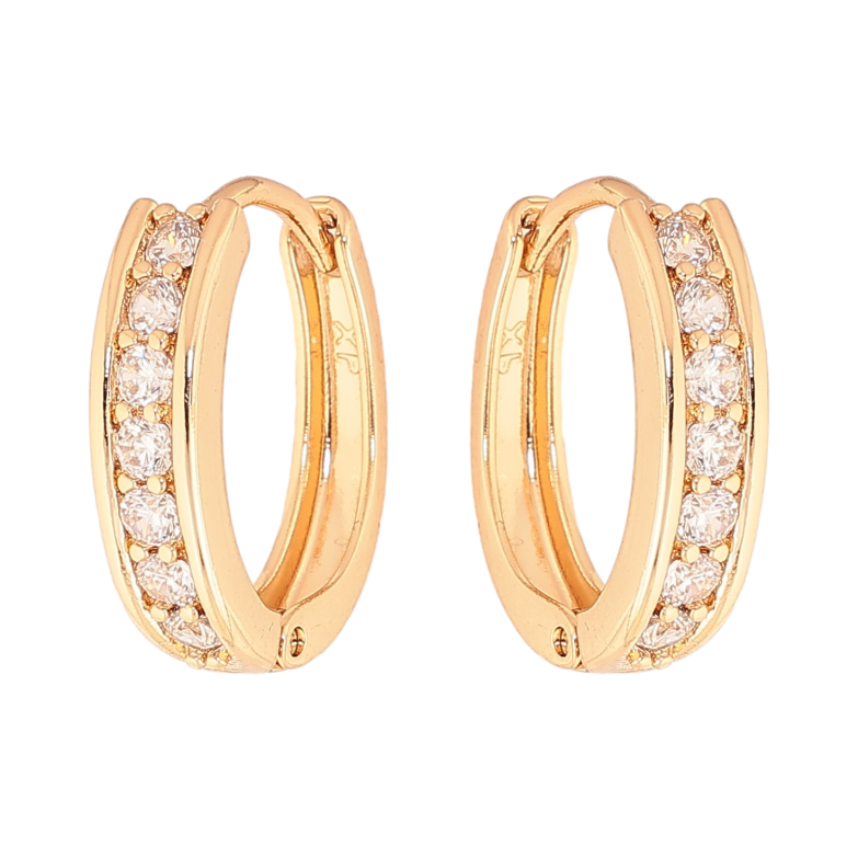 Серьги Xuping цвет Позолота 18K колечки "Дорожки кристаллов" фото №1