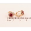 Серьги Xuping цвет Позолота 18К колечки "Красные кристаллы в обрамлении" фото №2